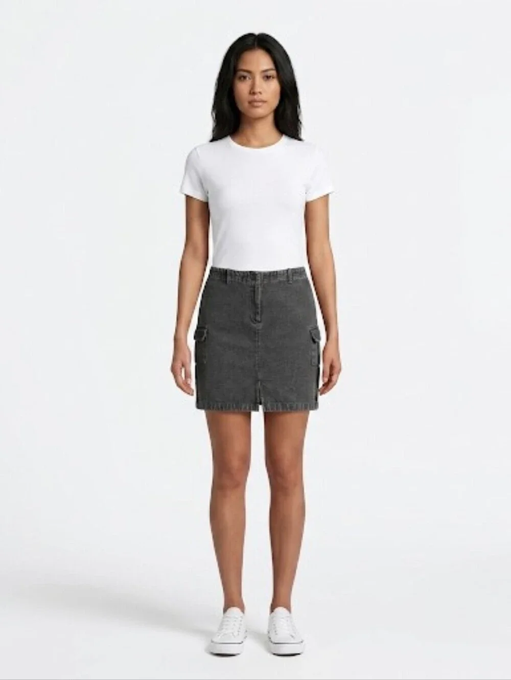 Ann Taylor Factory Women’s Black Denim Cargo Mini Skirt Size 12